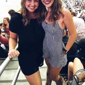 Black and white gingham romper